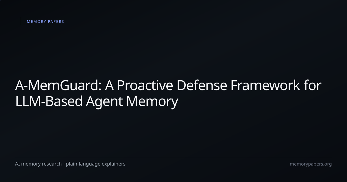 A-MemGuard: A Proactive Defense Framework for LLM-Based Agent Memory ...