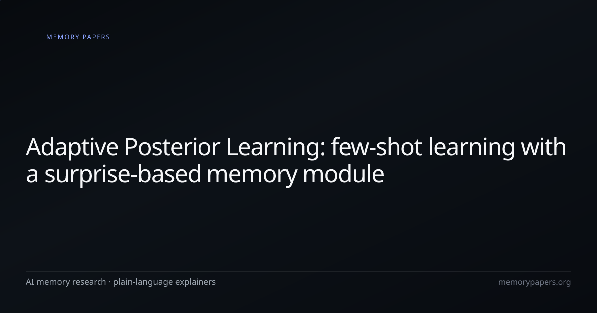 Adaptive Posterior Learning: few-shot learning with a surprise-based ...