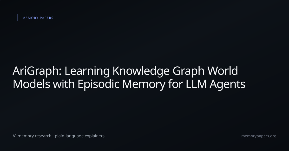 AriGraph: Learning Knowledge Graph World Models with Episodic Memory ...