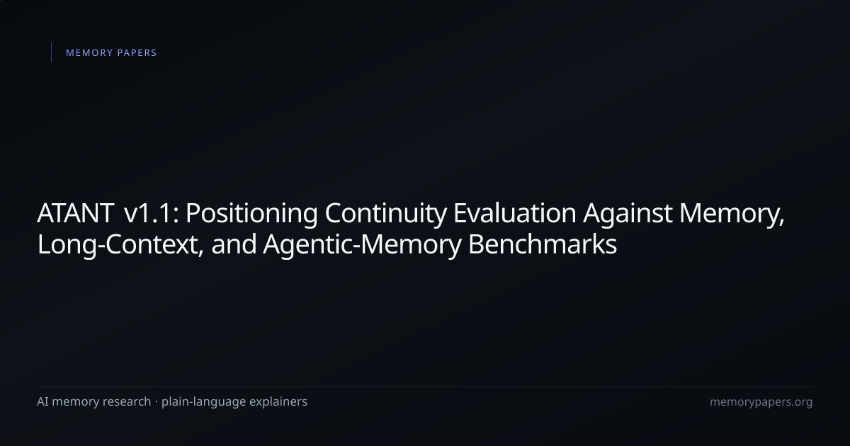 ATANT v1.1: Positioning Continuity Evaluation Against Memory, Long ...