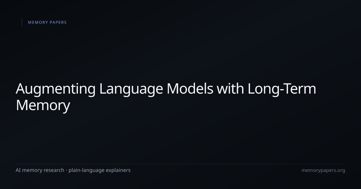 Augmenting Language Models with Long-Term Memory — AI Memory Research ...