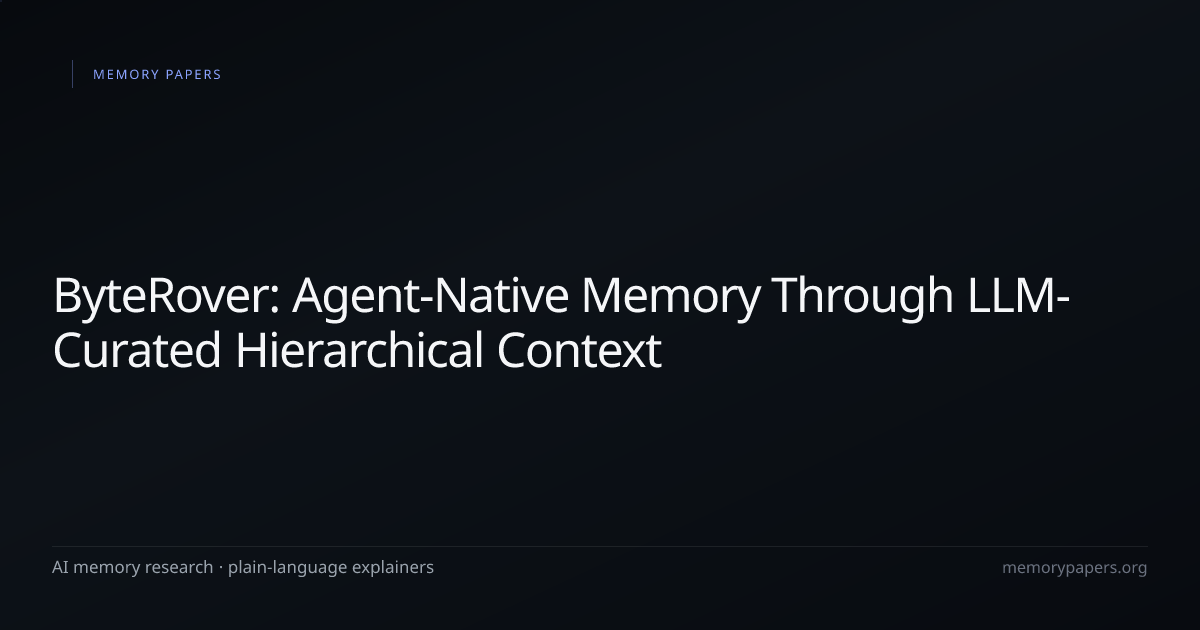 ByteRover: Agent-Native Memory Through LLM-Curated Hierarchical Context ...