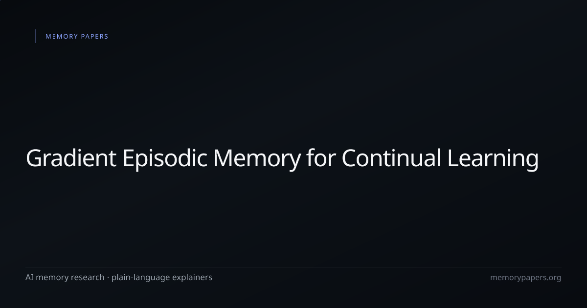 Gradient Episodic Memory for Continual Learning — AI Memory Research ...