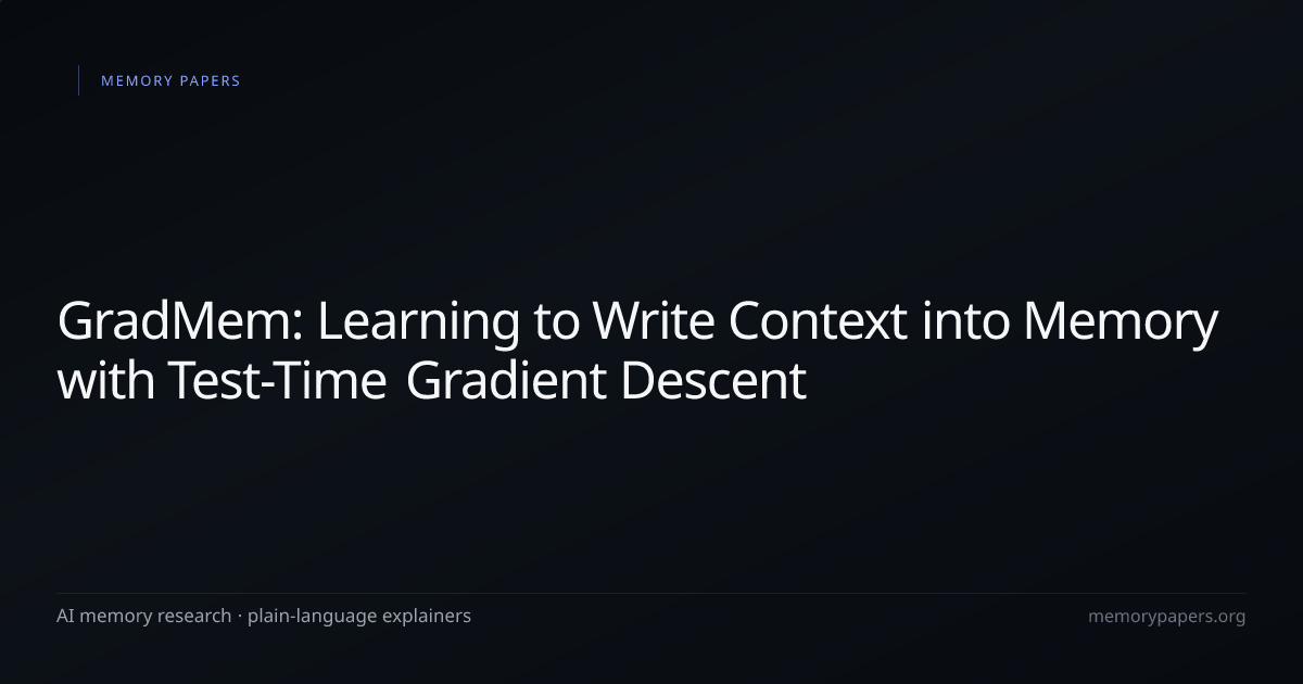 GradMem: Learning to Write Context into Memory with Test-Time Gradient ...