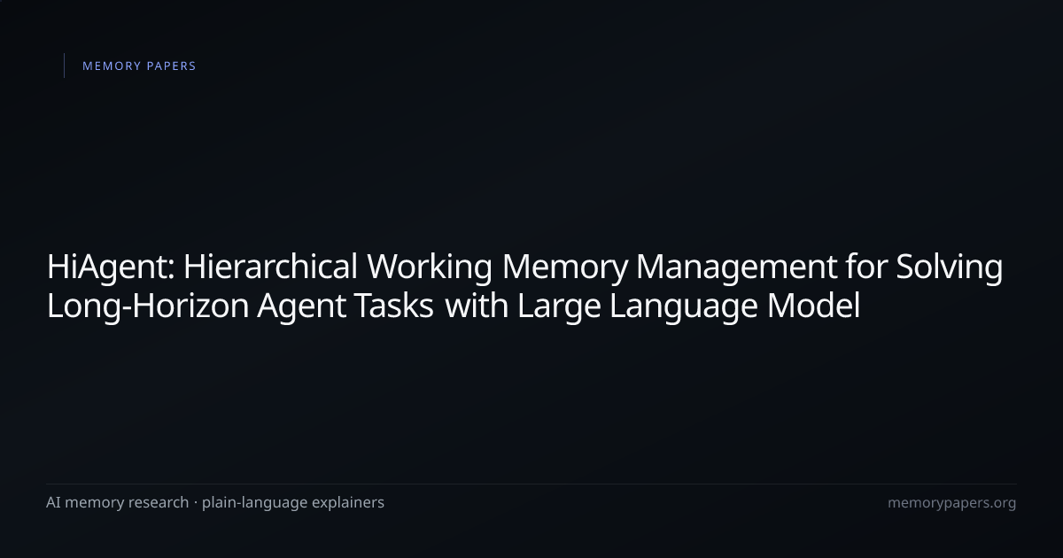 HiAgent: Hierarchical Working Memory Management for Solving Long ...