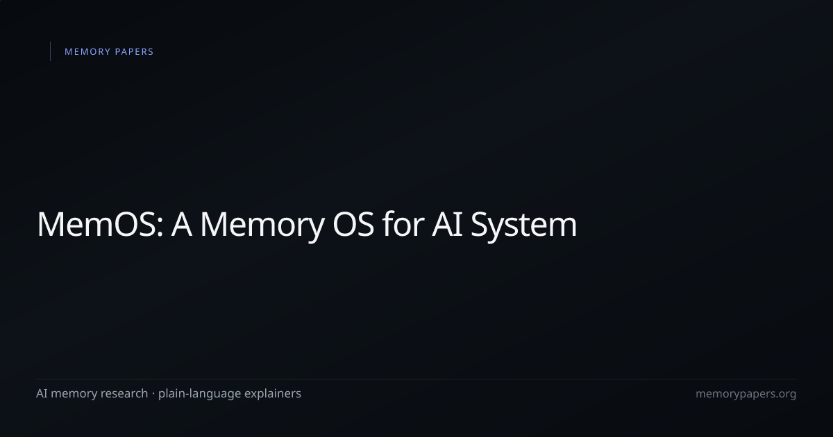 MemOS: A Memory OS for AI System — AI Memory Research | Memory Papers