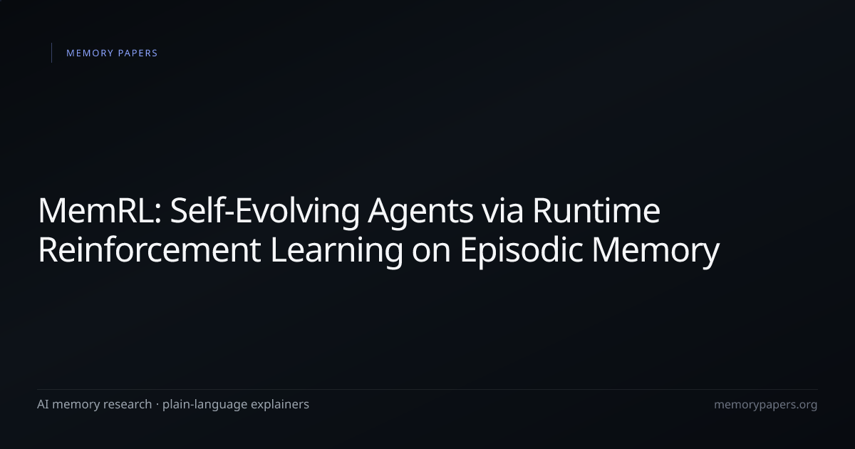 MemRL: Self-Evolving Agents via Runtime Reinforcement Learning on ...