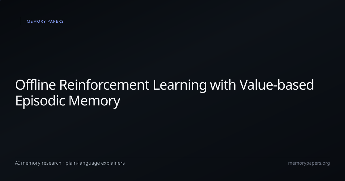 Offline Reinforcement Learning with Value-based Episodic Memory — AI ...