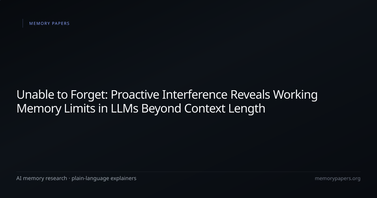 Unable to Forget: Proactive Interference Reveals Working Memory Limits ...