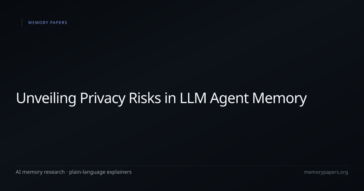Unveiling Privacy Risks in LLM Agent Memory — AI Memory Research ...